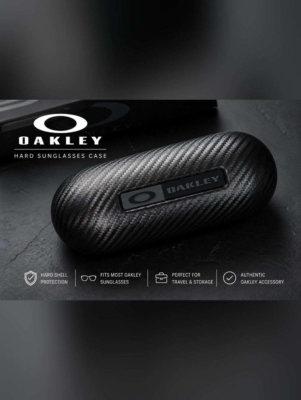 Oakley Carbon Fiber Look Hard Shell Sunglasses Case Black Protective Travel Case - Picture 7 of 7